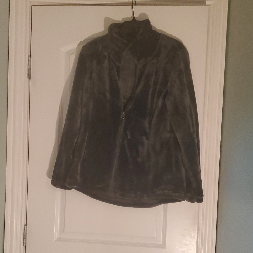 32 Degrees Plush Teddy Zip Jacket in Gray